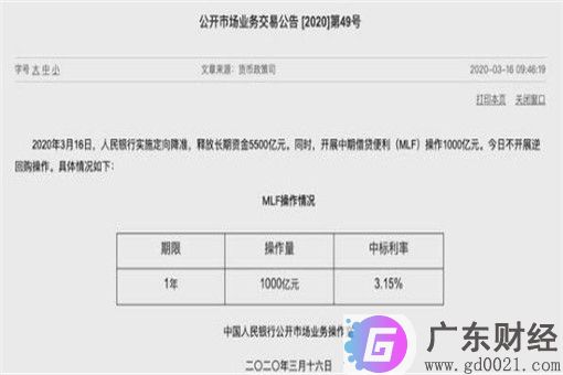 央行1000亿MLF 中期借贷便利有什么作用？