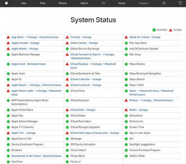苹果部分服务器宕机问题目前已修复