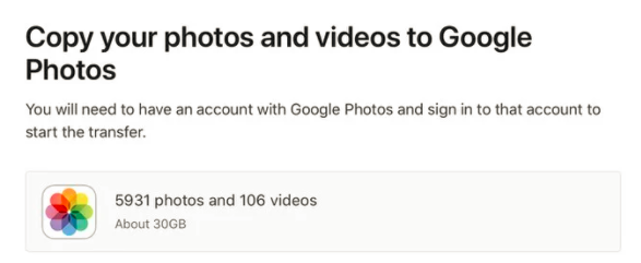 苹果允许将iCloud照片转移到谷歌相册