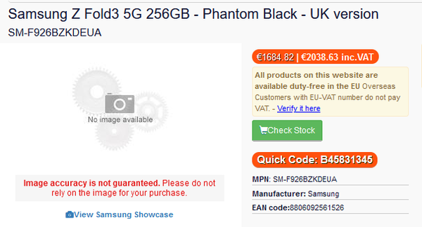 三星Galaxy Z Fold3的英国版售价