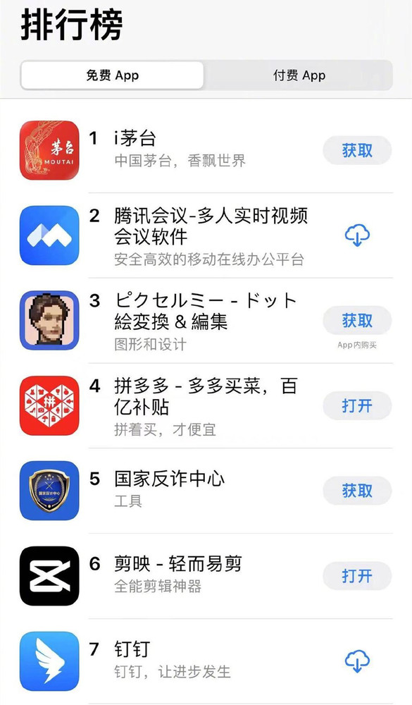 i茅台App上线1天获App Store免费榜第一