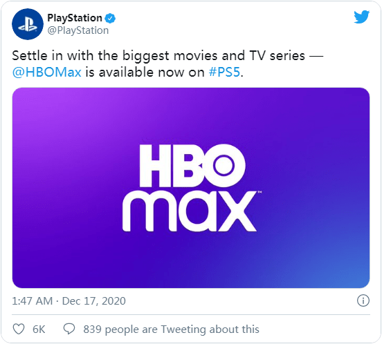 PS5上线HBO Max流媒体视频服务 迎来业内最大影视资源库