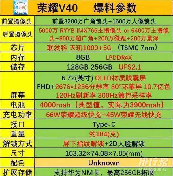 荣耀v40参数配置价格_荣耀v40最新消息价格