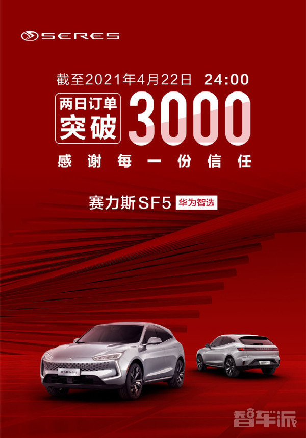 赛力斯华为智选SF5两日订单量突破3000