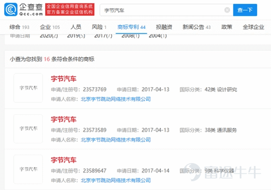 字节跳动获「字节汽车」商标,小米投资激光雷达创企禾赛科技 字节跳动获「字节汽车」商标,小米投资激光雷达创企禾赛科技