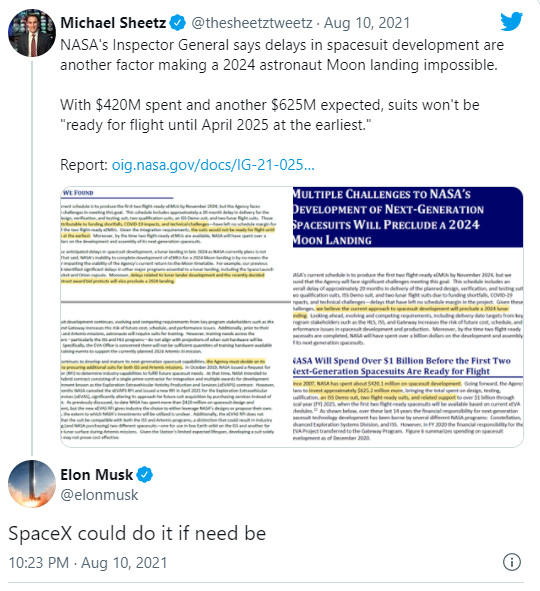 马斯克:如有需要SpaceX可以为NASA生产宇航服 马斯克:如有需要SpaceX可以为NASA生产宇航服