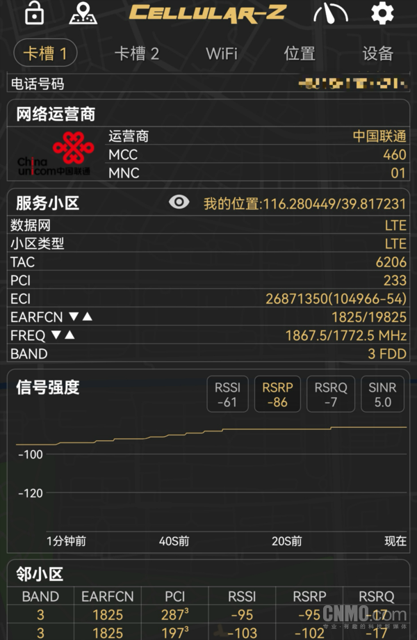 P50 Pro信号强度（“-”后数字越小信号强度越强）