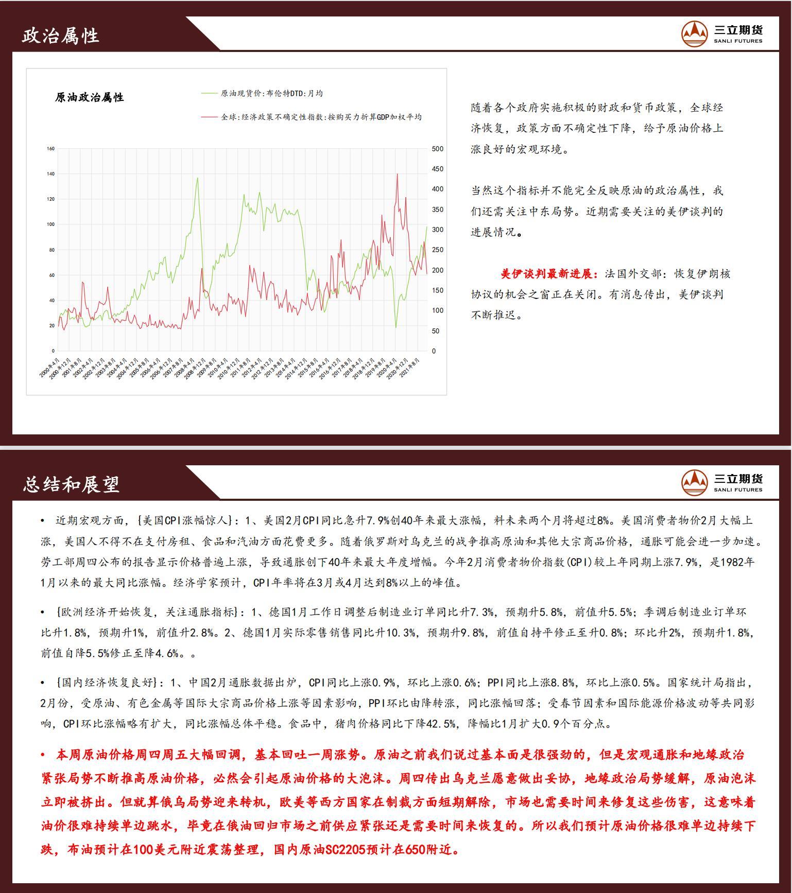三立期货原油周报(2022.03.11) 三立期货原油周报(2022.03.11)