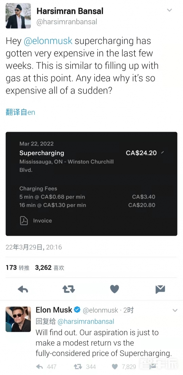 网友吐槽特斯拉充电服务涨价 马斯克回复将调查原因