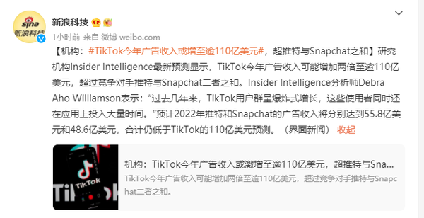 TikTok广告收入相关报道