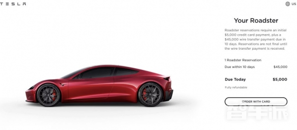 特斯拉Roadster重新开放预订 新车确认将于2023年生产